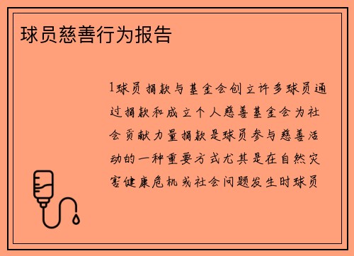 球员慈善行为报告
